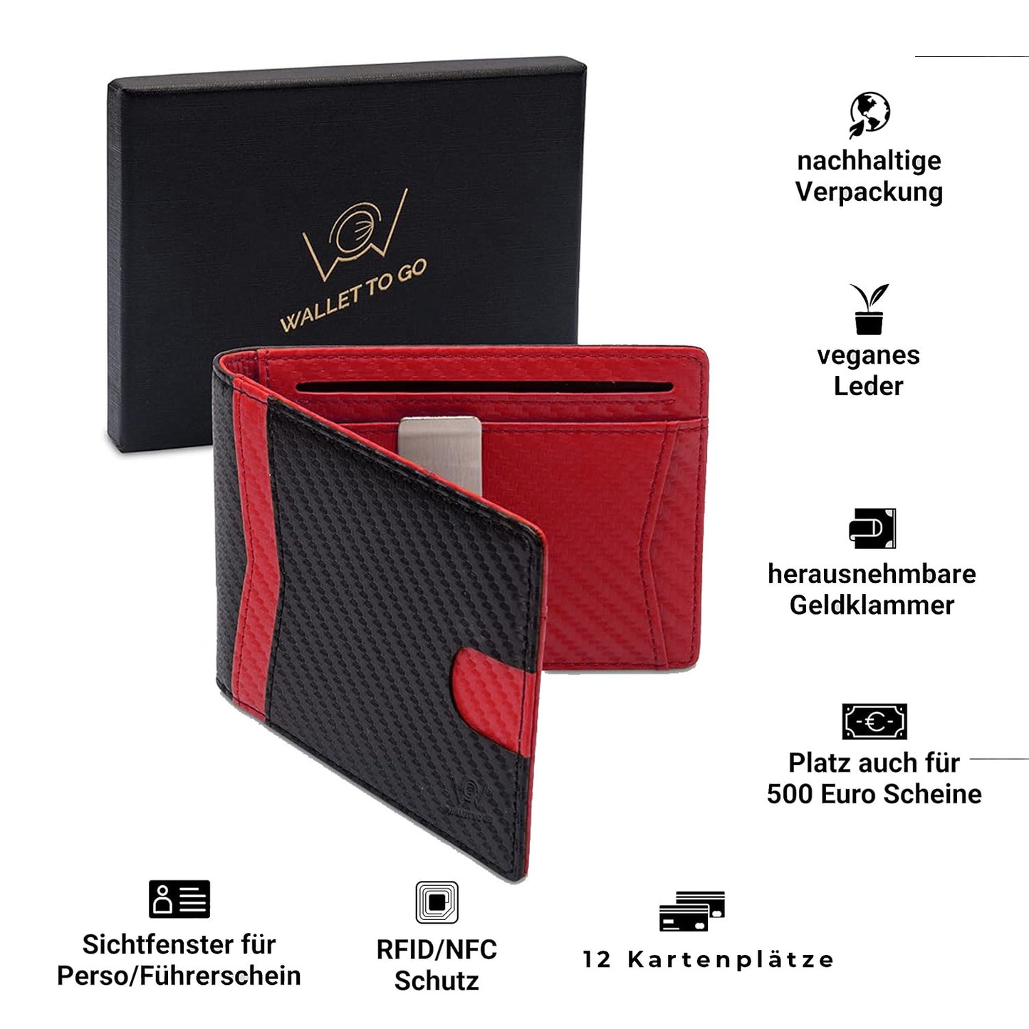 Wallet - schwarz/rot - carbon