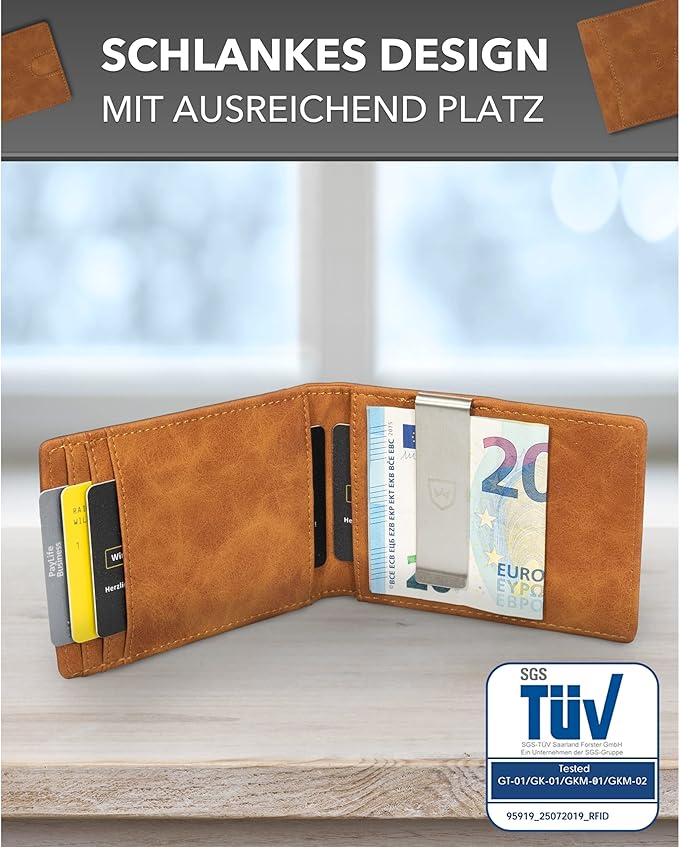 Kronenschein® Slim Wallet Geldbörse schwarz
