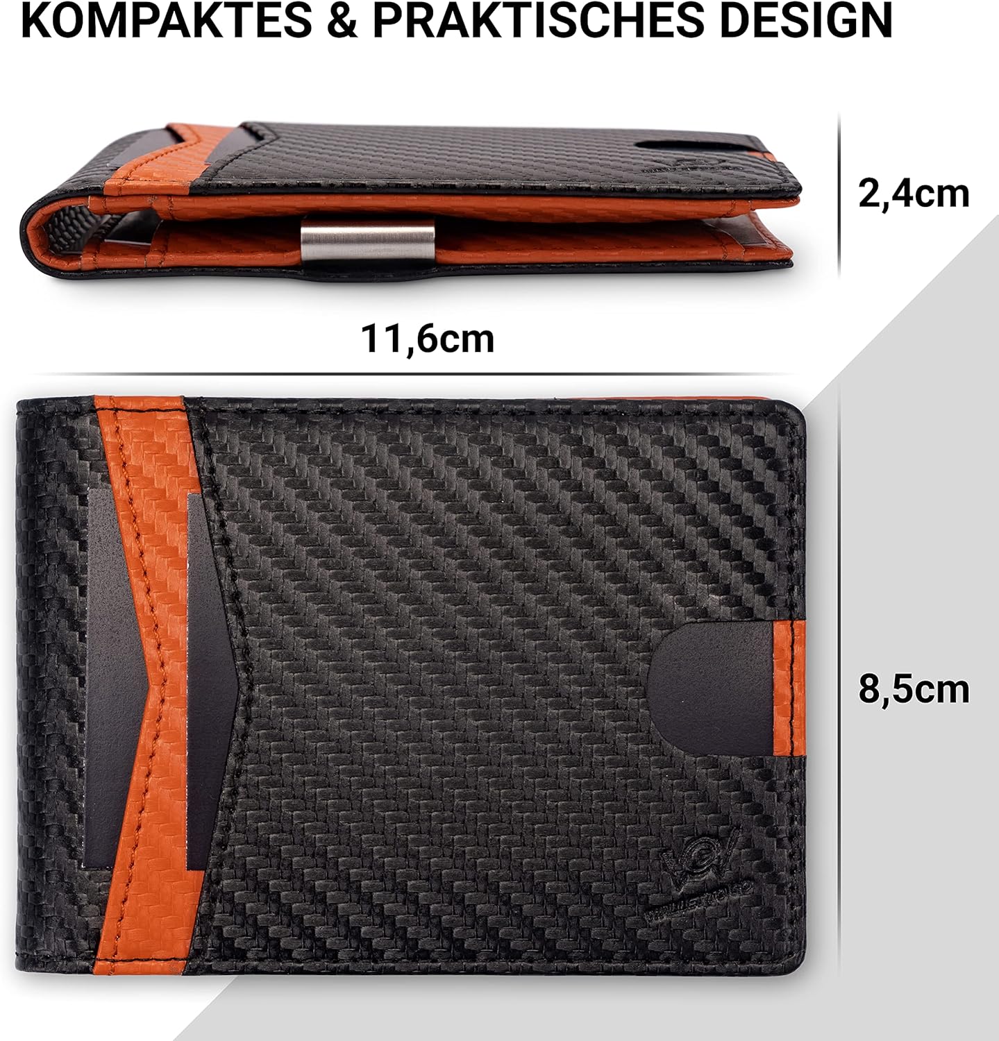 Wallet - schwarz / orange - carbon optik