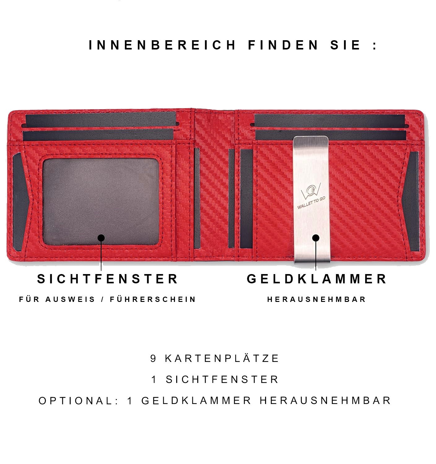 Wallet - schwarz/rot - carbon