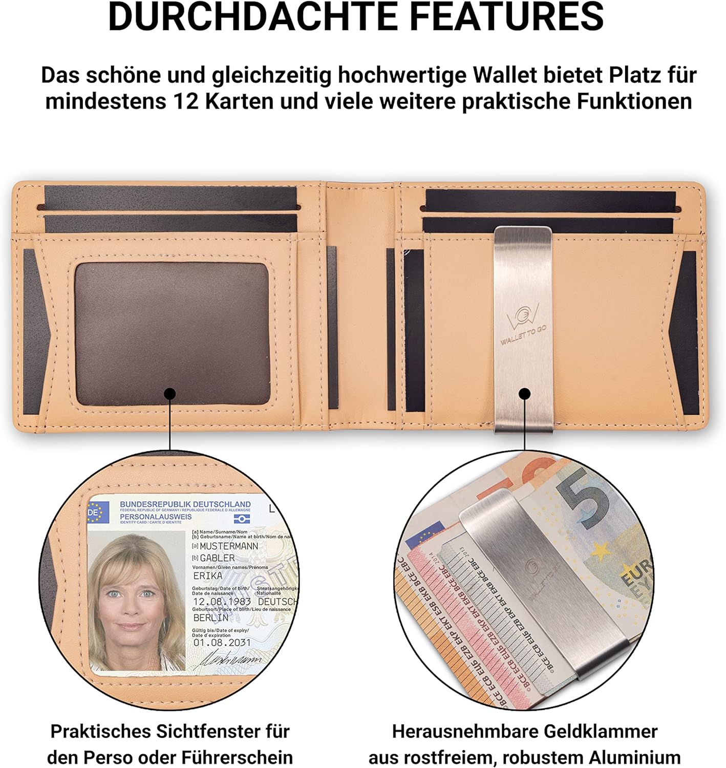 Wallet - Braun / beige