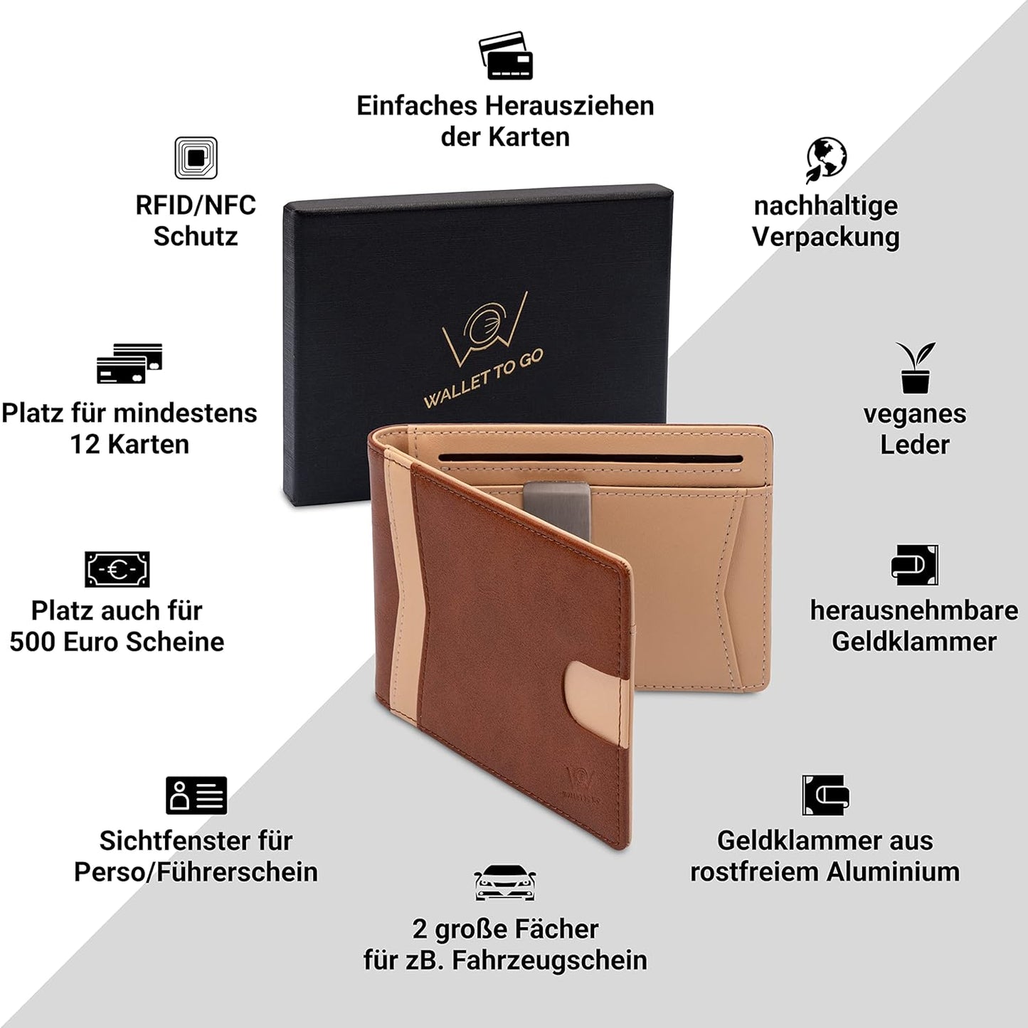 Wallet - Braun / beige