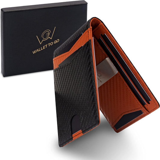 Wallet - schwarz / orange - carbon optik